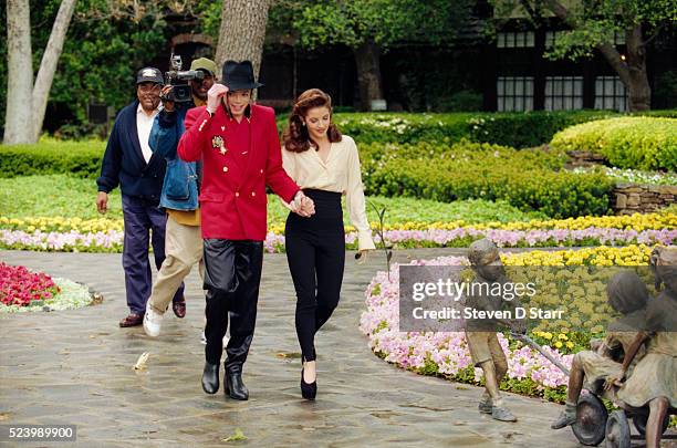 Michael Jackson and his wife Lisa Marie Presley at Neverland Ranch in preparation of the Children's World Summit.