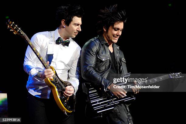 Zacky Vengeance and Synyster Gates of Avenged Sevenfold perform in support of the bands' self titled release at the ORACLE Arena.
