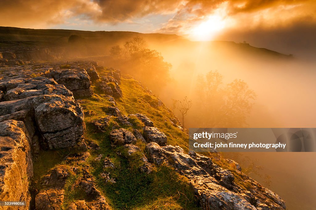 Malham Cove sunrise. Yorkshire Dales. UK.