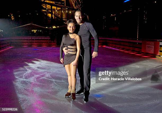 French figure skating champions Sarah Abitbol and Stephane Bernadis perform at the opening of the Eiffel Tower ice rink. Sponsored by the city of...