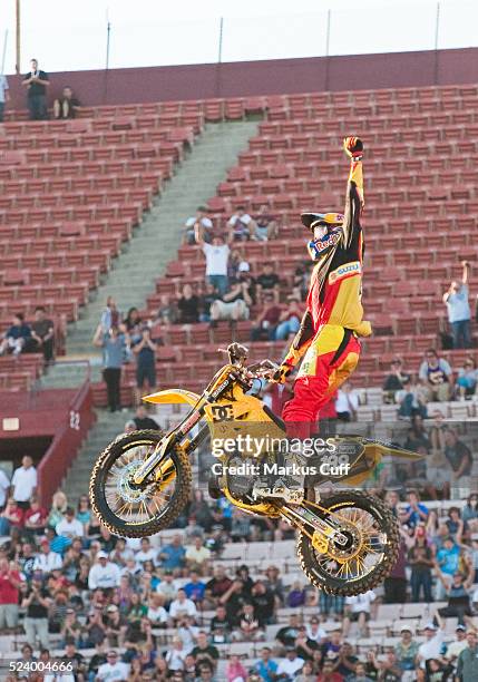 Travis Pastrana exults after clinching gold at X Games 16.