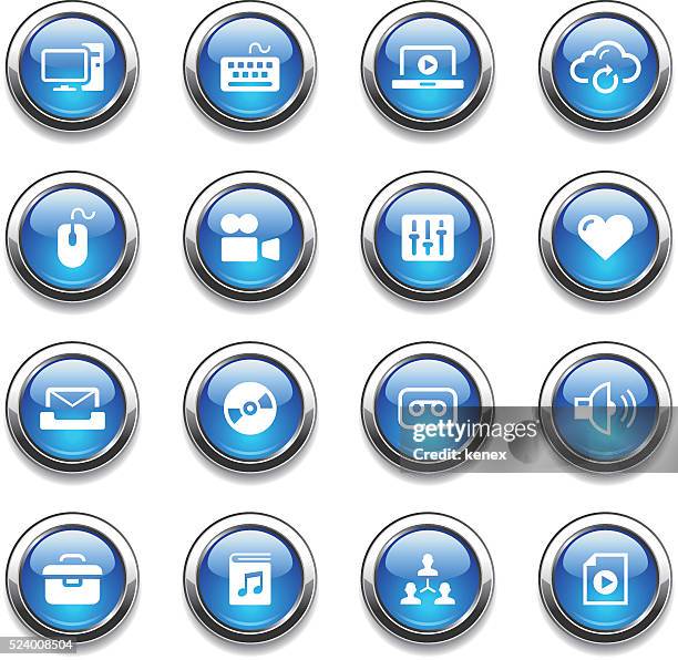 crystal icons set | media - communication toolkit stock illustrations