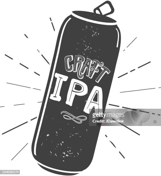 craft ipa tall can label hand lettering design - india pale ale stock illustrations