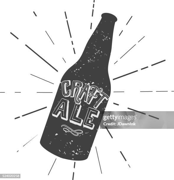 craft ale beer bottle label hand lettering design - artisan stock illustrations