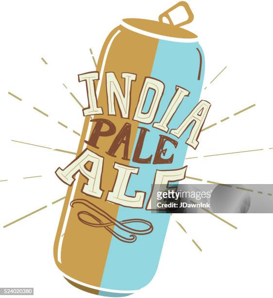 craft india pale ale tall can label hand lettering design - india pale ale stock illustrations