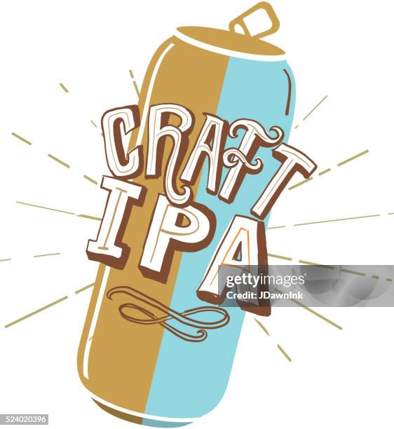 ipa tall can label hand lettering design - india pale ale stock illustrations