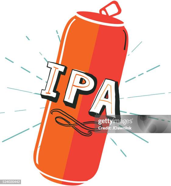 ipa tall can label hand lettering design - india pale ale stock illustrations