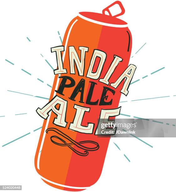 india pale ale tall can label hand lettering design - india pale ale stock illustrations