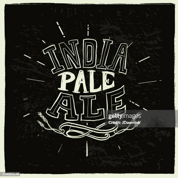 india pale ale beer label hand lettering design - india pale ale stock illustrations