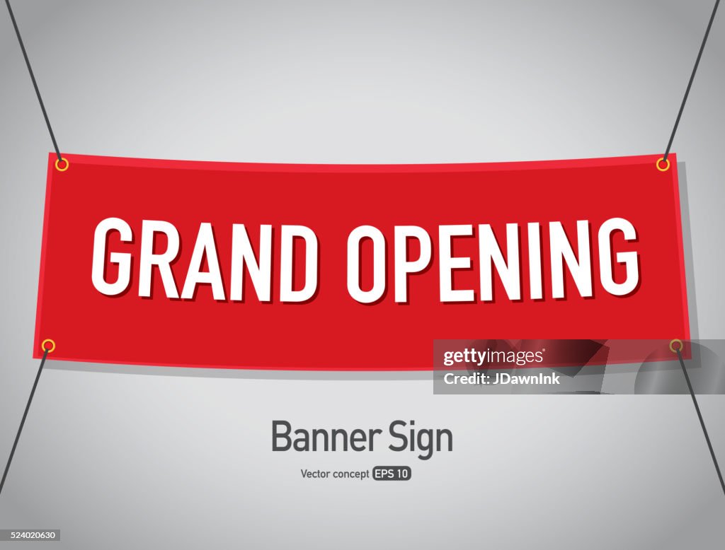 Grand opening banner sign text design