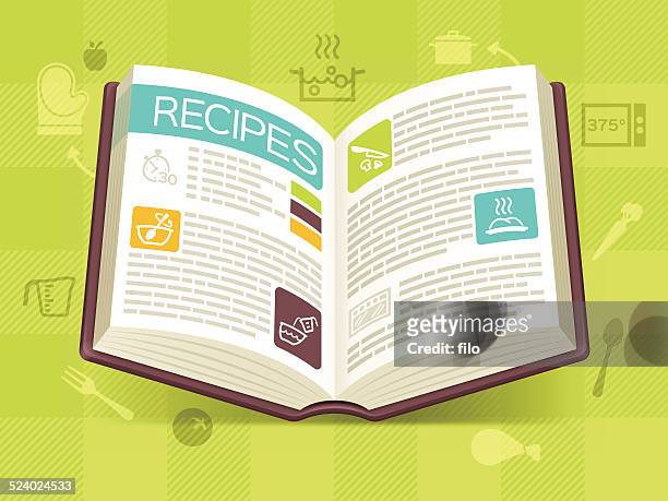 レシピを掲載したクックブック - レシピ点のイラスト素材／クリップアート素材／マンガ素材／アイコン素材