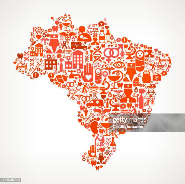 brazil healthcare and medical red icon pattern - stick figure doctor stock illustrations