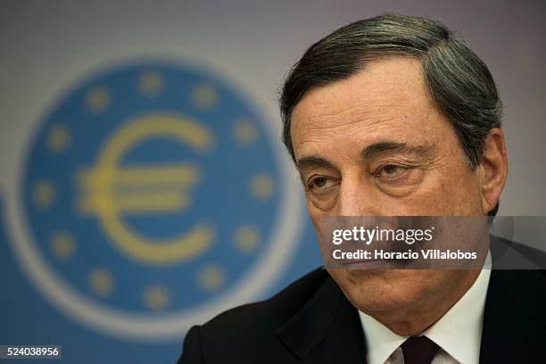 European Central Bank president Mario Draghi during a press conference at ECB Headquarters, in Willy Brandt Platz, Frankfurt, Germany, 03 July 2014,...