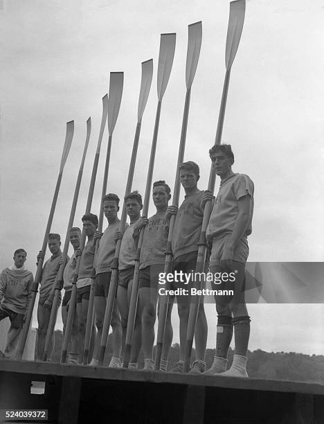 Here are the Senior Varsity Oarsmen of the University of Washington , who have come out of the West to match their blades against the country's best...