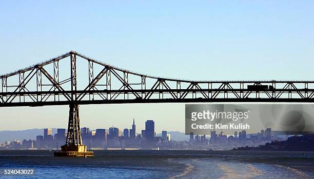 Vehicles travel across the completed seismically retrofitted Richmond-San Rafael Bridge spanning the San Francisco Bay. The 4 year project included...