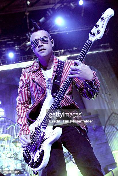 Johnny Christ of Avenged Sevenfold performs as part of the "Rockstar Energy Uproar Festival" at the Sleep Train Amphitheatre in Wheatland, California