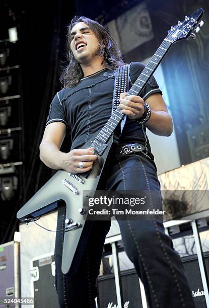 Joe Hottinger of Halestorm performs as part of the "Rockstar Energy Uproar Festival" at the Sleep Train Amphitheatre in Wheatland, California