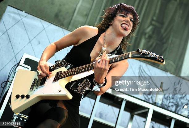 Lzzy Hale of Halestorm performs as part of the "Rockstar Energy Uproar Festival" at the Sleep Train Amphitheatre in Wheatland, California