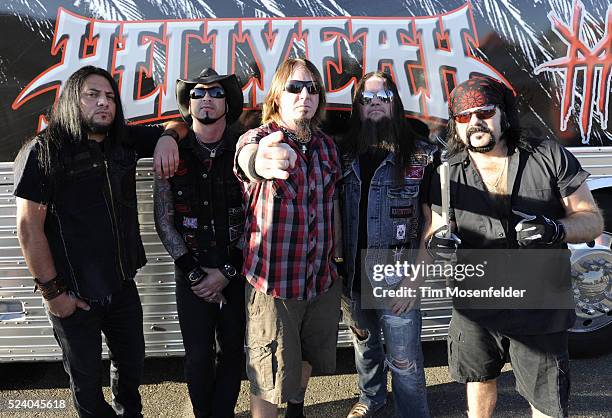 Bob Zilla,Tom Maxwell, Chad Gray, Greg Tribbett, and Vinnie Paul pose at the "Rockstar Energy Uproar Festival" at the Sleep Train Amphitheatre in...