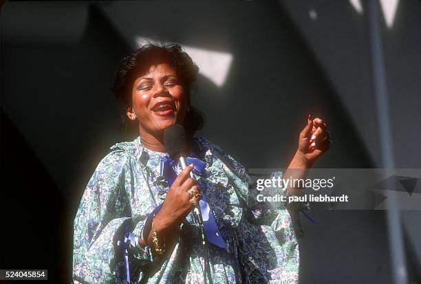 Singer/Songwriter Minnie Riperton best known for her song "Lovin' You" who died at the age of 31 of Breast Cancer performs at the Survival Sunday...