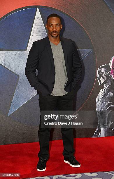 Anthony Mackie attends a photocall for "Captain America: Civil War" at Corinthia Hotel London on April 25, 2016 in London, England.