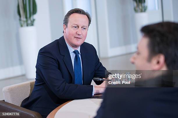 British Prime Minister David Cameron meets with European leaders at Herrenhausen Palace on April 25, 2016 in Hanover, Germany. Obama is meeting David...