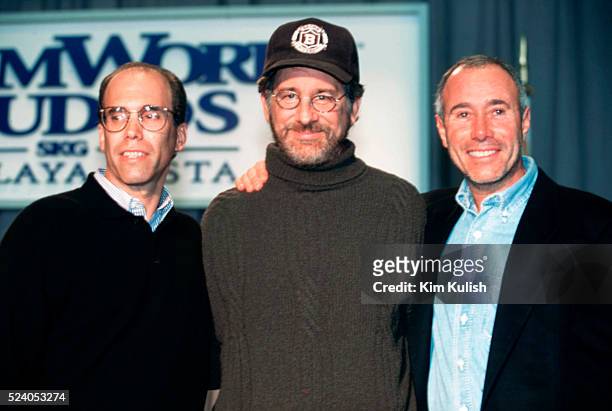 David Geffen, Steven Spielberg, and Jeffrey Katzenberg of Dreamworks SKG.
