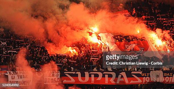 Fans during the French Ligue 1 soccer match between Paris Saint Germain and Valenciennes FC.