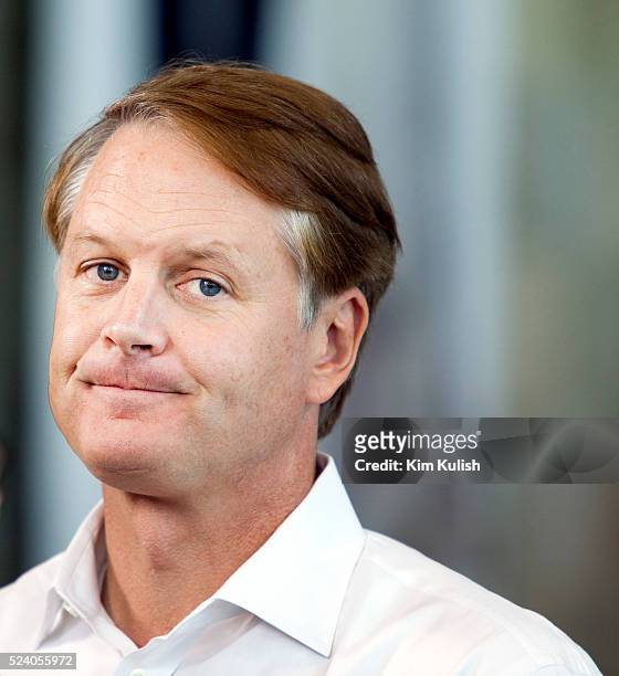 Ebay CEO John Donahoe, pauses during a press interview at the PayPal Innovate 2010 developer conference.