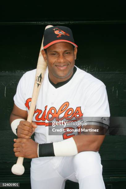 Sammy Sosa of the Baltimore Orioles poses for a portrait during Orioles Photo Day at Ft. Lauderdale Stadium on February 28, 2005 in Ft. Lauderdale,...