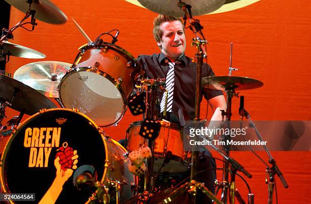 Drummer Tre Cool of the band "Green Day" performs in support of the bands "American Idiot" release at the Save Mart Center in Fresno.
