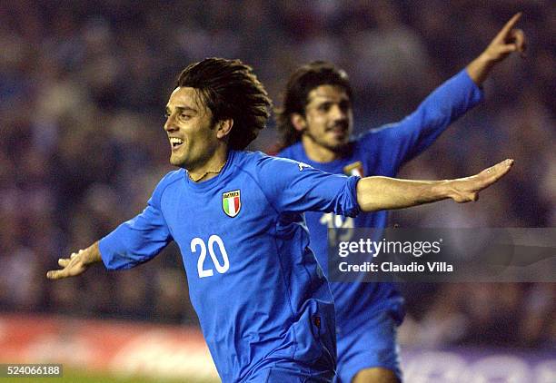 Vincenzo Montella of Italy celebrates after scoring during the England v Italy Nationwide International Friendly at Elland Road, Leeds.