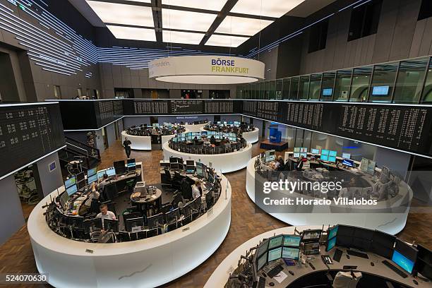 Floor trading at German Stock Exchange in Frankfurt, Germany, 17 March 2014. After a week of losses, on the first trading day after Crimea referendum...