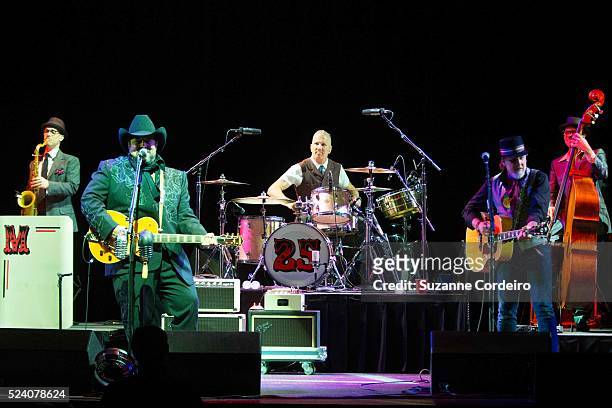 Musicians from The Mavericks band perform in concert at ACL Live on April 11, 2014 in Austin, Texas.