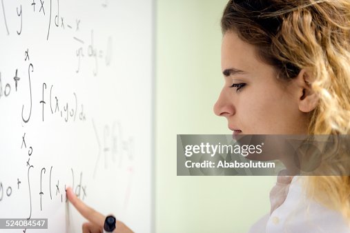Woman Seeing Math Blond Woman Doing Math At Secondary School University Inistanbul Turkey ...