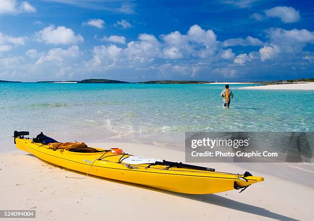 Jorge Villamizar sea kayak tours the Grand Exuma Islands, near Georgetown, Bahamas. | Location: Georgetown, Exuma, Bahamas.