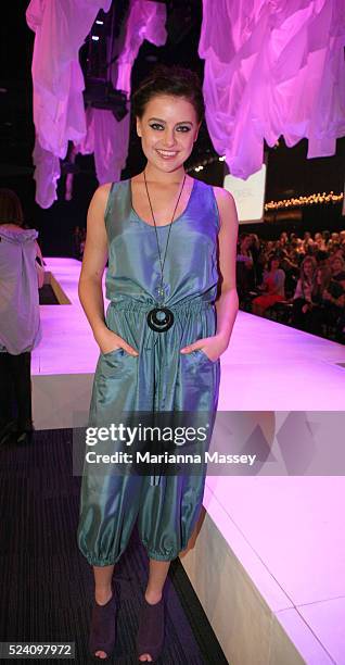 Model April Rose Pengilly before the Runway 4 show during L'Oreal Melbourne Fashion Festival.
