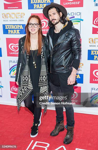 Stefanie Heinzmann and Claudio Heinzmann attend the Radio Regenbogen Award 2016 at Europapark on April 22, 2016 in Rust, Germany.