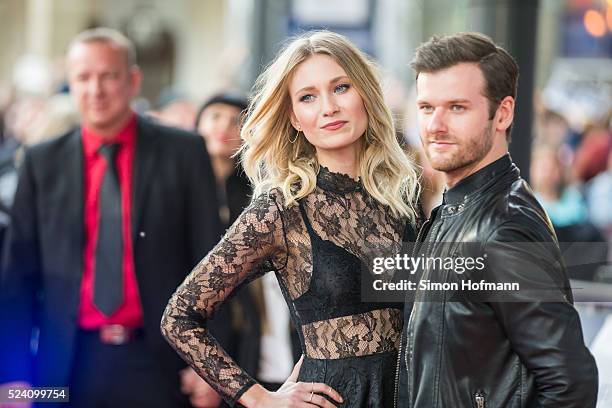 Carolin Niemczyk and Daniel Grunenberg of Glasperlenspiel attend the Radio Regenbogen Award 2016 at Europapark on April 22, 2016 in Rust, Germany.