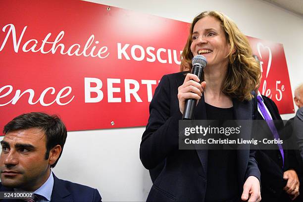 French right-wing UMP party candidate for Paris 2014 mayoral elections Nathalie Kosciusko-Morizet takes part in the inauguration of the campaign...