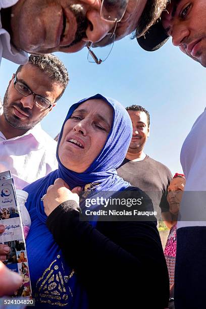 Ali Larayedh, former Prime Minister, candidate of the Islamist party Ennahdha on Tunis 1 in election campaign in the popular and underprivileged...