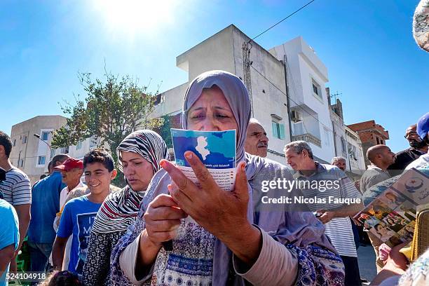 Ali Larayedh, former Prime Minister, candidate of the Islamist party Ennahdha on Tunis 1 in election campaign in the popular and underprivileged...