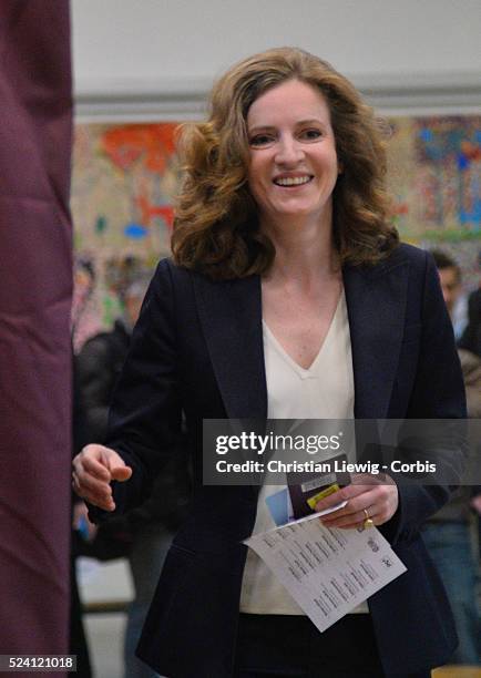 Nathalie Kosciusko-Morizet, French right wing UMP candidate for the mayoral election in Paris voting during the second round of the French municipal...