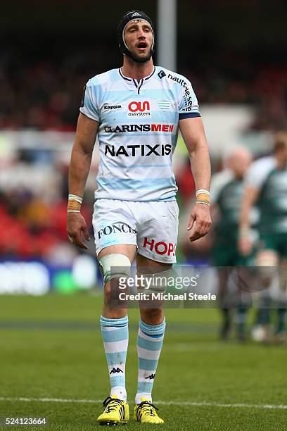 Luke Charteris of Racing 92 during the European Rugby Champions Cup Semi-Final match between Leicester Tigers and Racing 92 at the City Ground on...