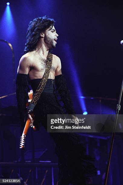 Prince performs during the Nude Tour at the St. Paul Civic Center Arena in St. Paul, Minnesota on May 6, 1990.