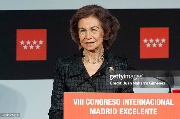 Queen Sofia receives 'I Edicion Premios a la Excelencia de la Persona' during 'VIII Congreso Internacional de Excelencia. La Economia Digital:...