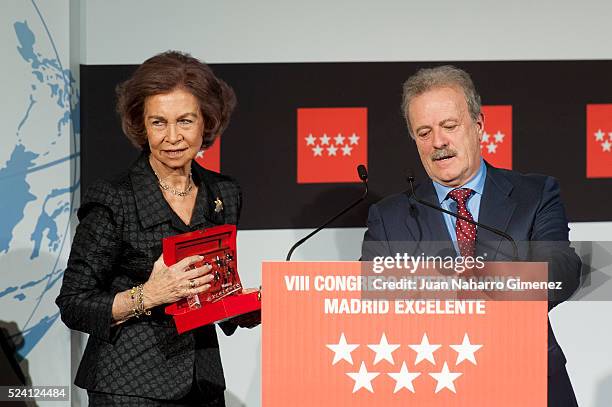 Queen Sofia receives 'I Edicion Premios a la Excelencia de la Persona' during 'VIII Congreso Internacional de Excelencia. La Economia Digital:...