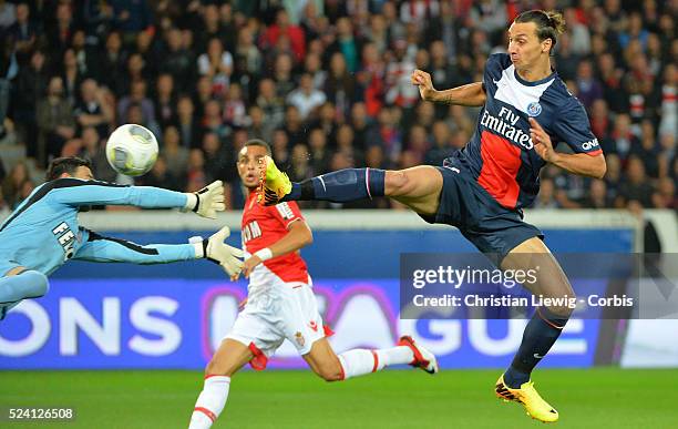 S Zlatan Ibrahimovic during the French First league football match, Paris Saint-Germain Vs AS Monaco at PArc des Princes in Paris, France on...