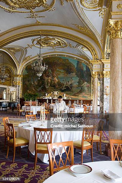 Empire-style dining room of the Hotel de Paris, located on the Casino square.