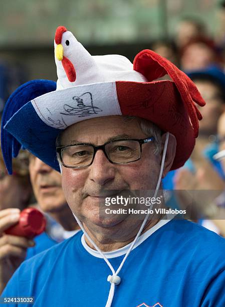 French supporters celebrate the victory of the French team at Benjamin Becker and Andre Begemann of Germany vs Julien Benneteau and Nicolas Mahut of...